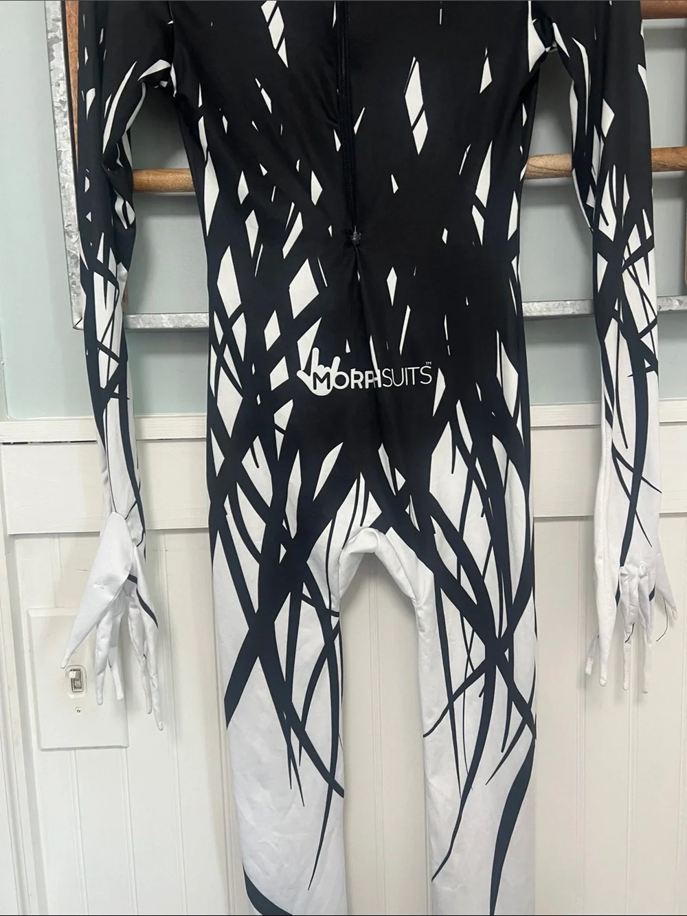 Boys morphsuits Zalgo costume size, large, white, and black Halloween size large